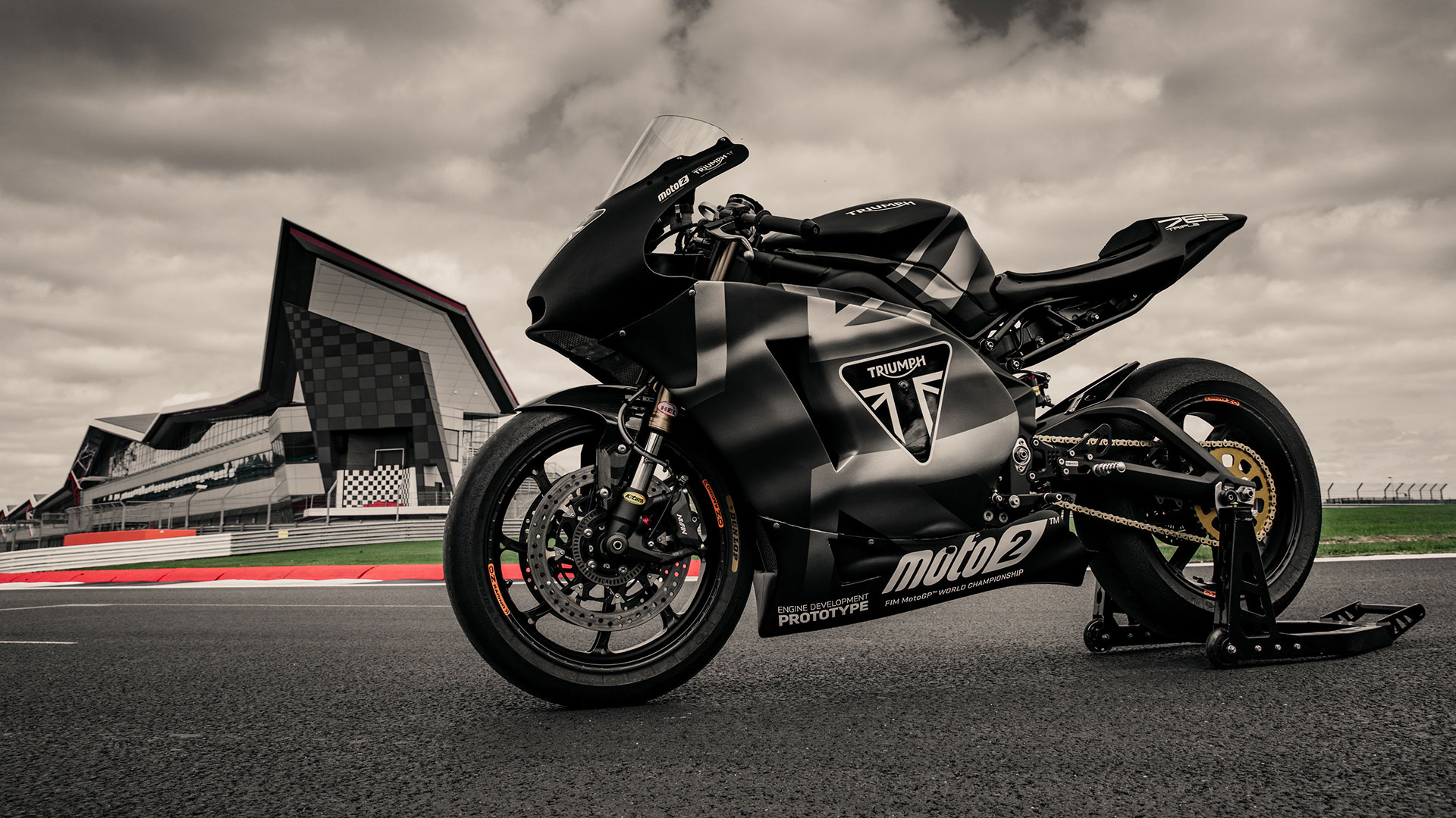 Moto2 bike with Triumph branding on track